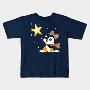 Baby Penguin with a Bright Star Kids T-Shirt